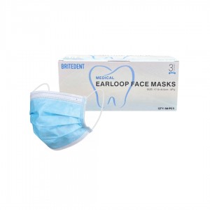 BRITEDENT ASTM Level 3 Earloop Face Masks 3Ply 50/Bx