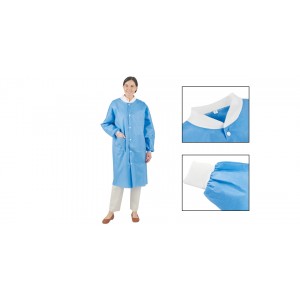 Safco lab coats blue 5/pkg