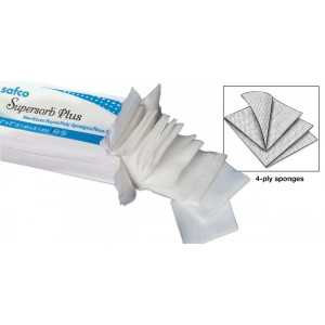 Supersorb plus sponges 4" x 4" 4-ply 2,000/case