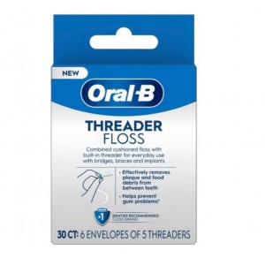 Oral-B Threader Floss 5/Threaders x30/Pk