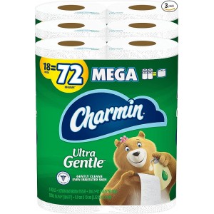 Charmin Ultra Gentle Toilet Paper, 18 Mega Rolls = 72 Regular Rolls