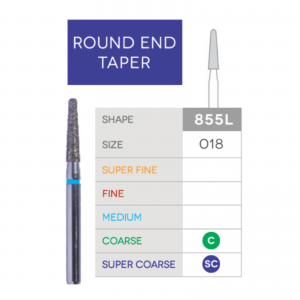 Sabur Round End Taper Diamond 855L-018C 10/Pk