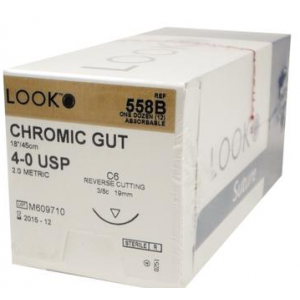 Suture Chromic Gut C-6 4/0 18" 12/Bx