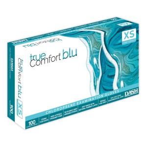 True Comfort® Blu Chloroprene Exam Gloves Palm: 2.4 Mil | Finger: 3.1 Mil