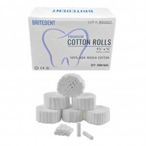 BRITEDENT Cotton Rolls 1 1/2 x 3/8 Plain #2 Medium 2000/Bx