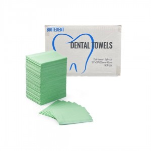 BRITEDENT Patient Bibs 13" x 18",  2-Ply Paper/1-Ply Poly 500/Bx