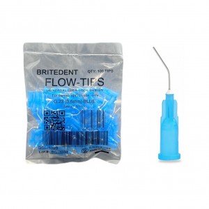 BRITEDENT Pre-Bent Needle Applicator Flow Tips Blue 23ga 100/Pk