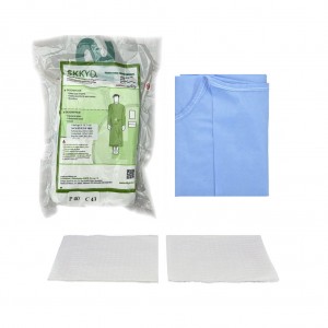 SKKYD Surgical Gown AAMI Level 3 Sterile Blue Kit 1/Pk