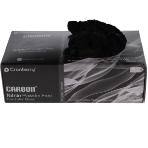 Carbon Nitrile Examination Gloves, Powder-Free, Large, Black, 200/Box, CR3238