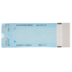 Sterilization Pouch, Class 4, Self-Sealing, Blue Film, 2.25" x 5" 200/Pack, 100520