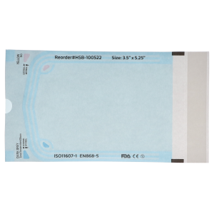 Sterilization Pouch, Class 4, Self-Sealing, Blue Film, 3.50" x 5.25", 200/Pk, 100522