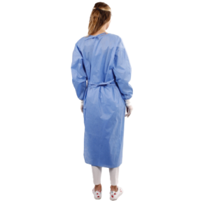 Disposable Isolation Gown, Premium Stitch, 40gsm, Knitted Cuff, Blue, 1/Pk