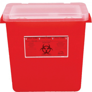 Monoject Sharps Container, with Hinged Rotor Lid, 8 Gal, Large, Red, 1/Pk, 8980