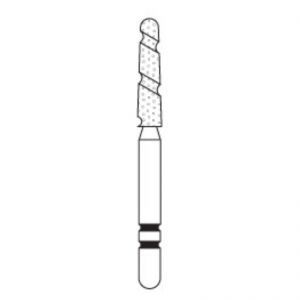 Two Striper TS2000 Spiral Cut Diamond Burs, FG, Round-End Taper, 2005.8, 1.8 mm, Coarse, Green, 5/Pk, 2000058