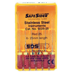 SafeSider Stainless-Steel Hand Reamers, 25 mm, 0.02 Taper, # 25, Red, 6/Pk, 5025-25