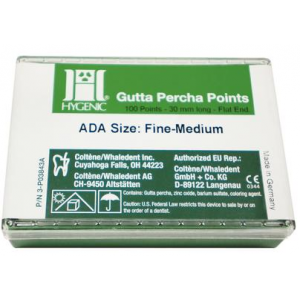 Hygenic Gutta-Percha Points, Machine-Rolled, Classic, 28 mm, Fine-Medium, 5 Vials of 20 Points/Pk, H01225