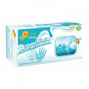 BeeSure Glacier Nitrile Examination Gloves, Powder-Free, Glacier Blue, 300/Box