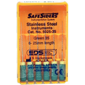 SafeSider Stainless-Steel Hand Reamers, 25 mm, 0.02 Taper, # 35, Green, 6/Pk, 5025-35