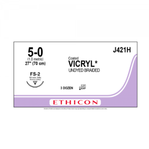 5-0 Coated Vicryl Sutures with FS-2 Needle, 36/Pk, J421H