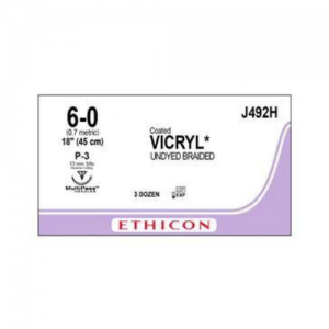 6-0 Coated Vicryl Sutures with P-3 Needle, 12/Pk, J492G