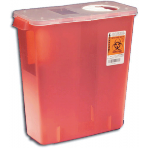 SharpStar Sharps Containers, with Hinged Rotor Lids, 3 Gal, Transparent Red, 1/Pk, 8527R