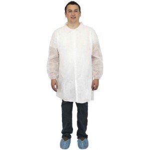 Safety Zone Polypropylene Lab Coats - No Pockets, Elastic Wrists (30pcs)