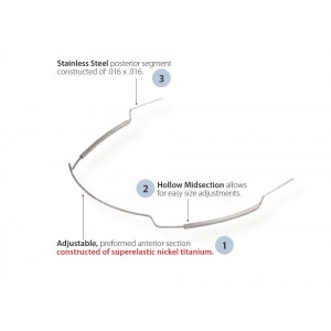 Adjustable Utillity Archwires, Niti and Stainless Steel, Round (5 ct)