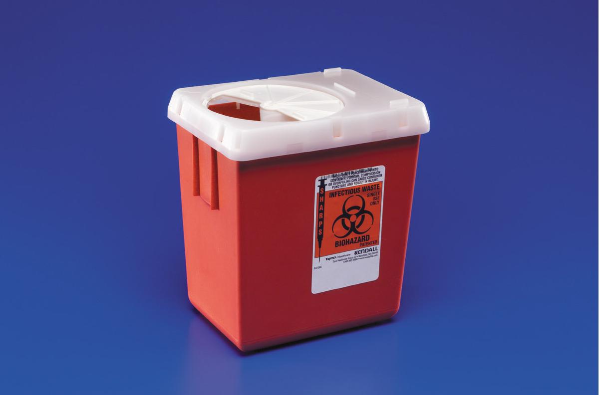 1 Quart Red Container - Locking Hinged Lid - Phlebotomy Sharps Containers